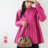 プリーツ切替バンドカラーシャツ | GeeRA | 詳細画像1