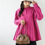 ピンク | プリーツ切替バンドカラーシャツ | GeeRA