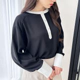 ブラック | 前後2WAY配色デザインブラウス | GeeRA