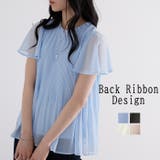 (半袖)プリーツシフォンブラウス | GeeRA | 詳細画像1