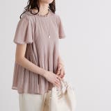 ベージュ | (半袖)プリーツシフォンブラウス | GeeRA