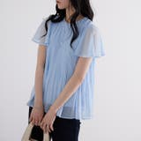 ブルー | (半袖)プリーツシフォンブラウス | GeeRA