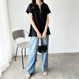 パール調ビーズ付キーネックトップス オフィスカジュアル | GeeRA | 詳細画像3