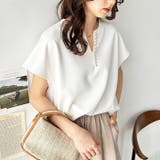 パール調ビーズ付キーネックトップス オフィスカジュアル | GeeRA | 詳細画像9