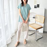 パール調ビーズ付キーネックトップス オフィスカジュアル | GeeRA | 詳細画像22