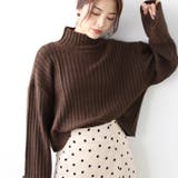 ブラウン | ワイドスリーブショート丈リブニット | GeeRA