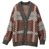 チャコールケイ | ジャカードチェックニットカーディガン | GeeRA