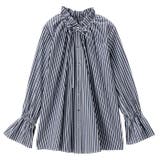 グレーケイストライプ | フリルハイネックキャンディスリーブブラウス | GeeRA