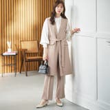 グレージュ | ノーカラージレパンツスーツセット<UV対策・防シワ・ストレッチ> | GeeRA