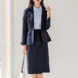 ネイビー | 【２点セット】洗えるデザインスカートスーツセットアップ＜ウォッシャブル UV対策… | GeeRA