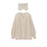 アイボリー | ネックウォーマー付ニット | GeeRA