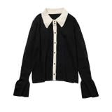 ブラック系 | ポロ衿配色ニットカーディガン | GeeRA