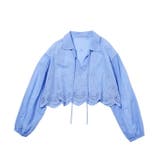 ライトブルー | 刺しゅうデザインショート丈ブラウス | GeeRA