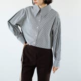 ブラック系 | ストライプ柄衿付ショート丈シャツ | GeeRA