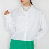 オフホワイト系 | ストライプ柄衿付ショート丈シャツ | GeeRA