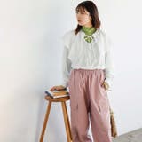 オフホワイト | ワッシャー素材フリル衿シャツブラウス | GeeRA