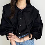 ブラック | ケープ衿シャツブラウス | GeeRA