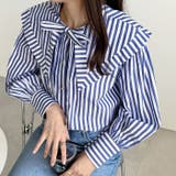 ブルー系 | ケープ衿シャツブラウス | GeeRA