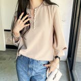 パール調ビーズ付キーネックブラウス | GeeRA | 詳細画像12