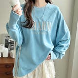 杢ブルー | 指穴デザイン刺しゅうロゴスウェット | GeeRA