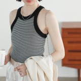 ブラック系 | ワッフルボーダーアメスリタンクトップ＜夏服＞ | GeeRA