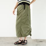 カーキ | シャーリングデザインカーゴスカート | GeeRA