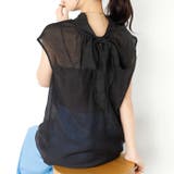 ブラック | 前後2WAYフレンチ袖ボウタイブラウス | GeeRA