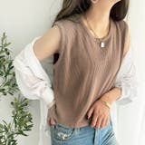 モカ | スナップボタンワッフルクロップドトップス | GeeRA