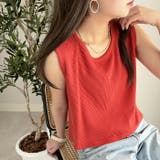 オレンジ | スナップボタンワッフルクロップドトップス | GeeRA