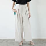 アイボリー | ハイウエストタックデザインスラックスパンツ | GeeRA