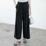 ブラック | ハイウエストタックデザインスラックスパンツ | GeeRA