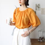 オレンジ | パフスリーブギャザーブラウス | GeeRA