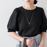 ブラック | バルーンスリーブジャカードカットソー | GeeRA