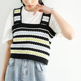 ブラック系 | かぎ針編み風カラーニットビスチェ | GeeRA