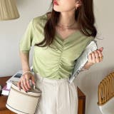 グリーン | Vネックシャーリングカットソー | GeeRA