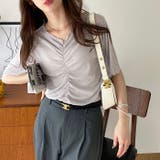 ライトグレー | Vネックシャーリングカットソー | GeeRA