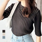 ハイネック配色リブトップス オフィスカジュアル 夏服 | GeeRA | 詳細画像1