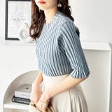 ハイネック配色リブトップス オフィスカジュアル 夏服 | GeeRA | 詳細画像3