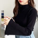 ハイネックフレアースリーブリブニット | GeeRA | 詳細画像1 