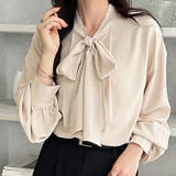 ベージュ | 前後2wayボウタイブラウス | GeeRA