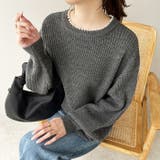 杢グレー | パールネックレス風デザインニット | GeeRA