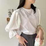 異素材切替キャンディースリーブカットソー | GeeRA | 詳細画像3 