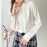 オフホワイト | ビッグ釦バンドカラーブラウス | GeeRA