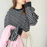 ブラック×オフ | 裾ドロストボーダーロンT | GeeRA