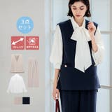 【３点セット】ボウタイブラウス付パール釦ベストセットアップ | GeeRA | 詳細画像1 