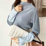 ブルー | 異素材ドッキング配色メロープルオーバー | GeeRA