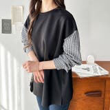 ブラック×ギンガム | 異素材ドッキングプルオーバー | GeeRA