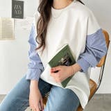 オフホワイト×ストライプ | 異素材ドッキングプルオーバー | GeeRA