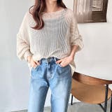 リネン調メッシュニットプルオーバー | GeeRA | 詳細画像6 