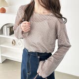 ベージュ系 | シアーボーダーカットソートップス | GeeRA